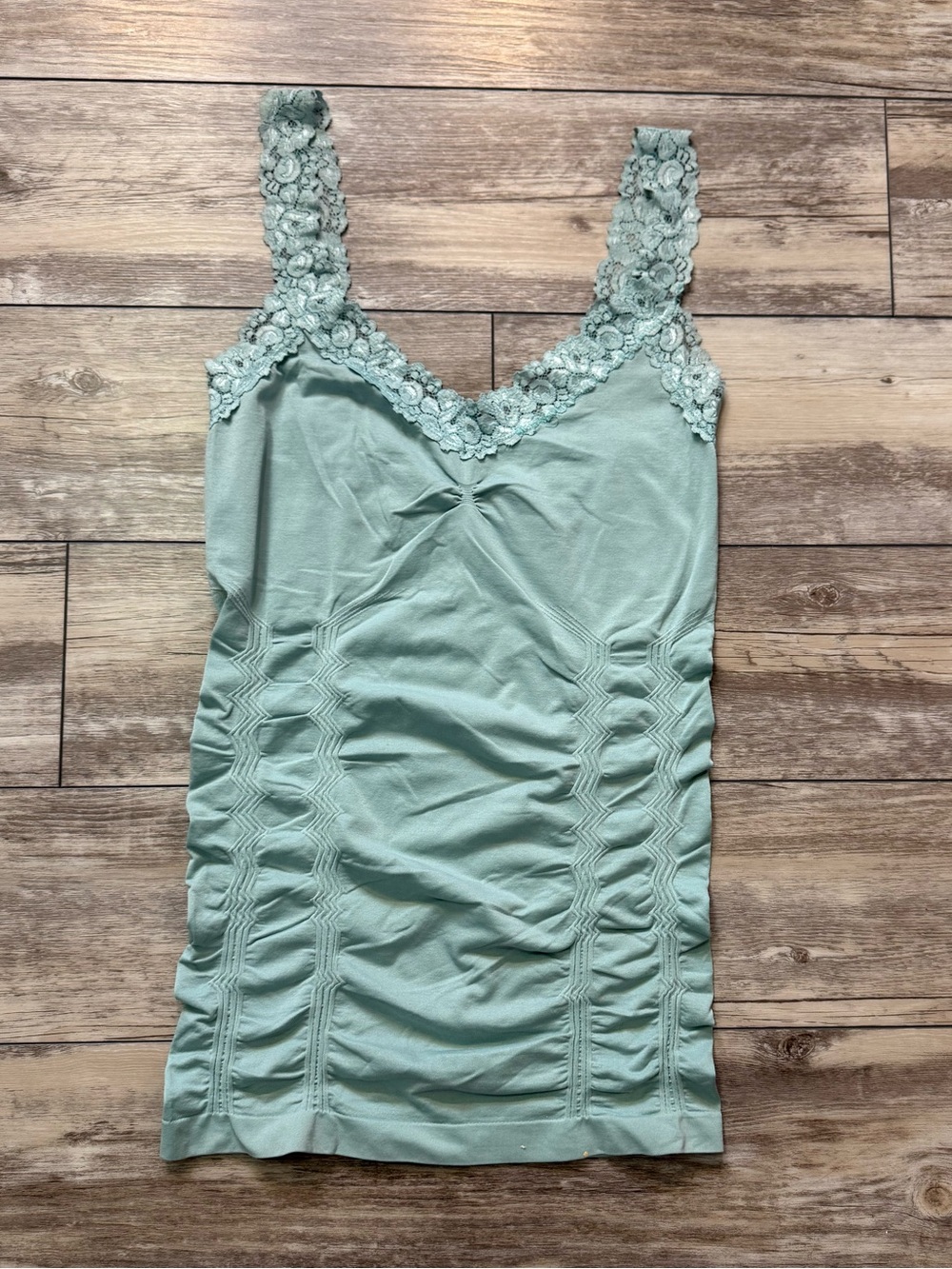 Kismet Lace Strap Mint Green Ruched Camisole